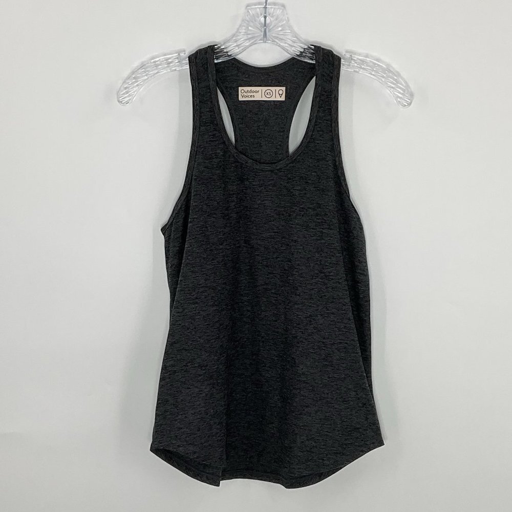 Outdoor Voices‎ Tank Top XS Dark Gray Scoop Neck Lightweight Hiking Racerback